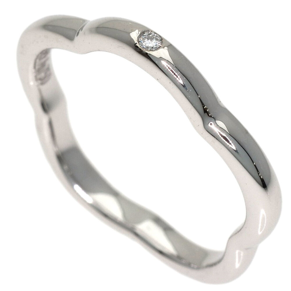 Chanel Camellia 1P Diamond Ring #45 18K White Gold Women's CHANEL